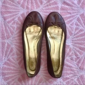 J. Crew Caramel Leather Classic Ballet Flats, EUC